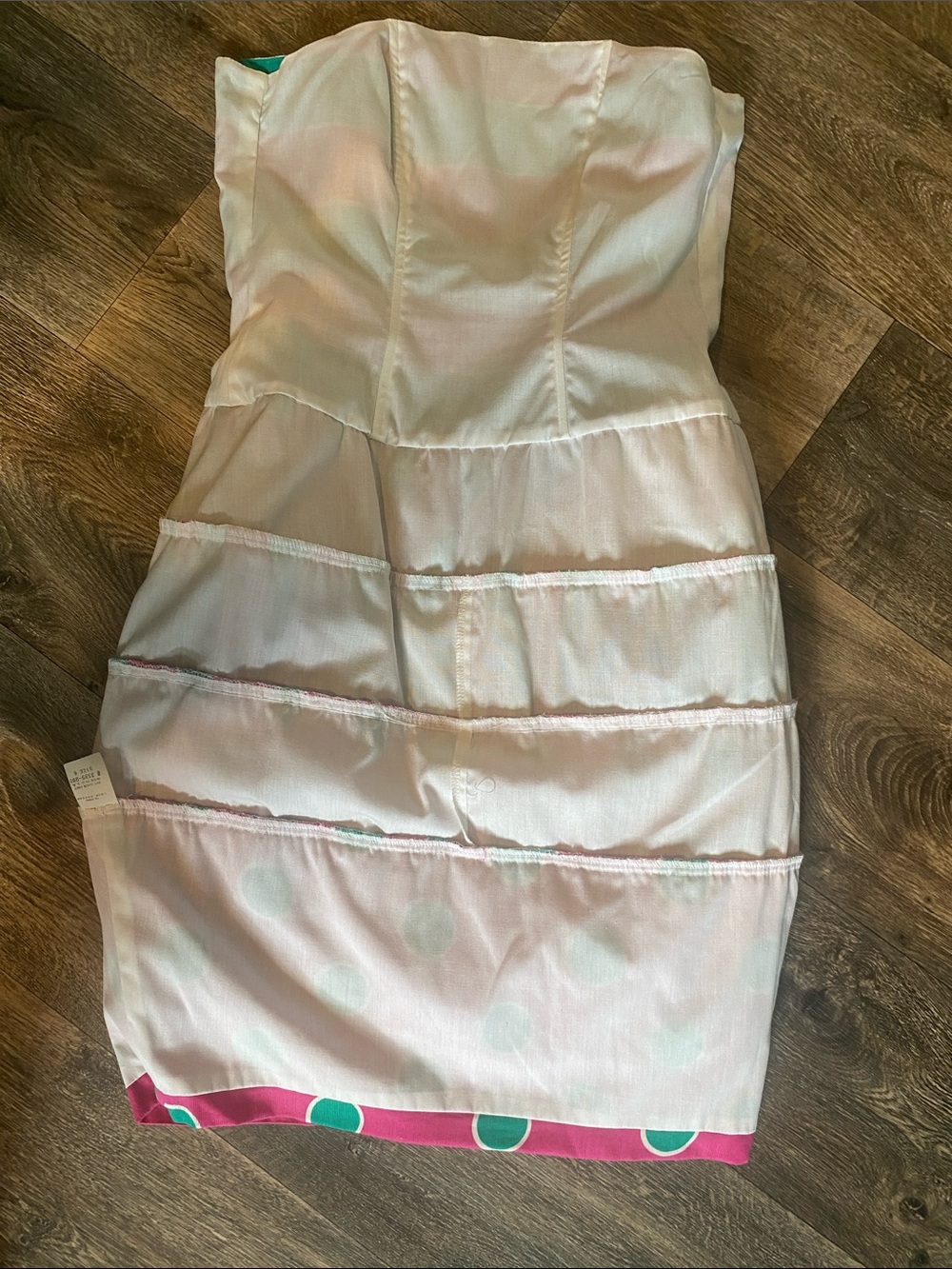 Strapless Pink & Teal Tiered Ruffle Dress - Picture 9 of 16